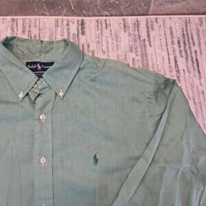 Ralph Lauren Mens Yarmouth 100% Cotton Button Down Shirt Sz. 16 1/2 - 33 Green